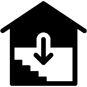 Icon of a House with stairs leading into a basement