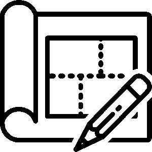 Icon of a blueprint and pencil