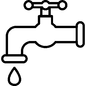 Icon of a water faucet dripping