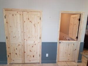 Raw Wooden Closet Doors and Wood Dutch Door