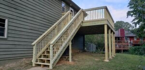 Wooden outdoor deck and stairs