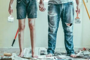 2 person wearing blue denim jeans working on DIY house projects